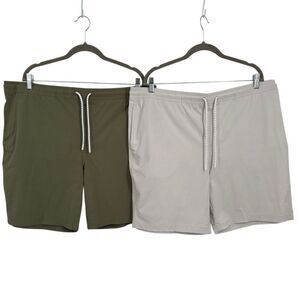 Great Lakes Northern Outfitter Set of 2 Pull-on Shorts Green /Cream Men's XL NWT